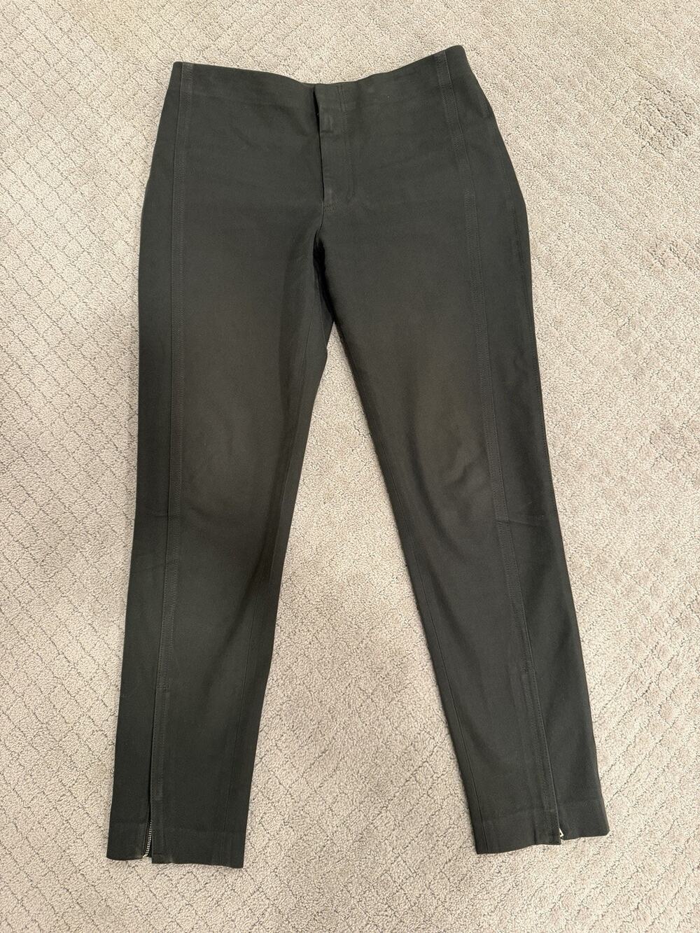 Club Monaco Women’s Pants Size 6 Green Slim Ankle Zip Stretch Cotton Career